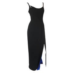 1980s Thierry Mugler Dramatic Slit Evening Gown