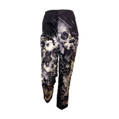 Prada Navy Silk Floral Pants