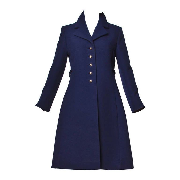 Christian Dior Pristine Vintage 1960s 60s Navy Wool Mod Military Coat