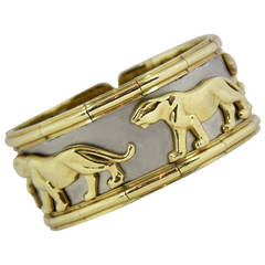 Panther Themed Bracelet in White and Yellow Gold