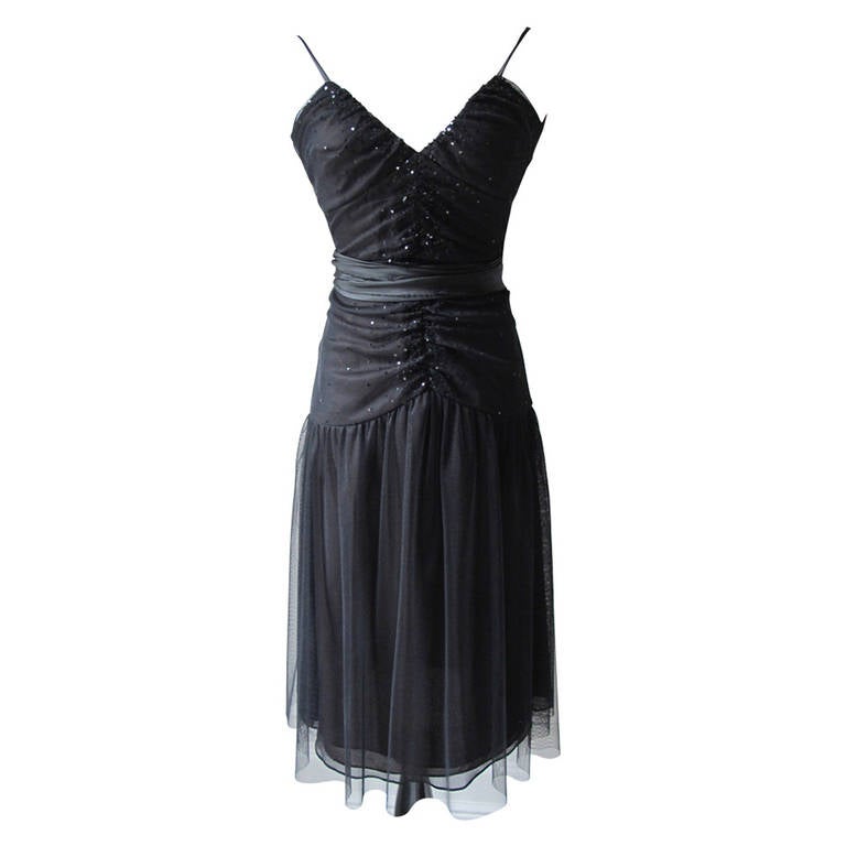 Sparkle in Vera Wang Beaded Tulle Cocktail Dress at 1stdibs