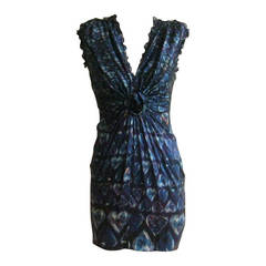 2010 Roberto Cavalli "Blue Heart" Silk Dress (40 Itl)