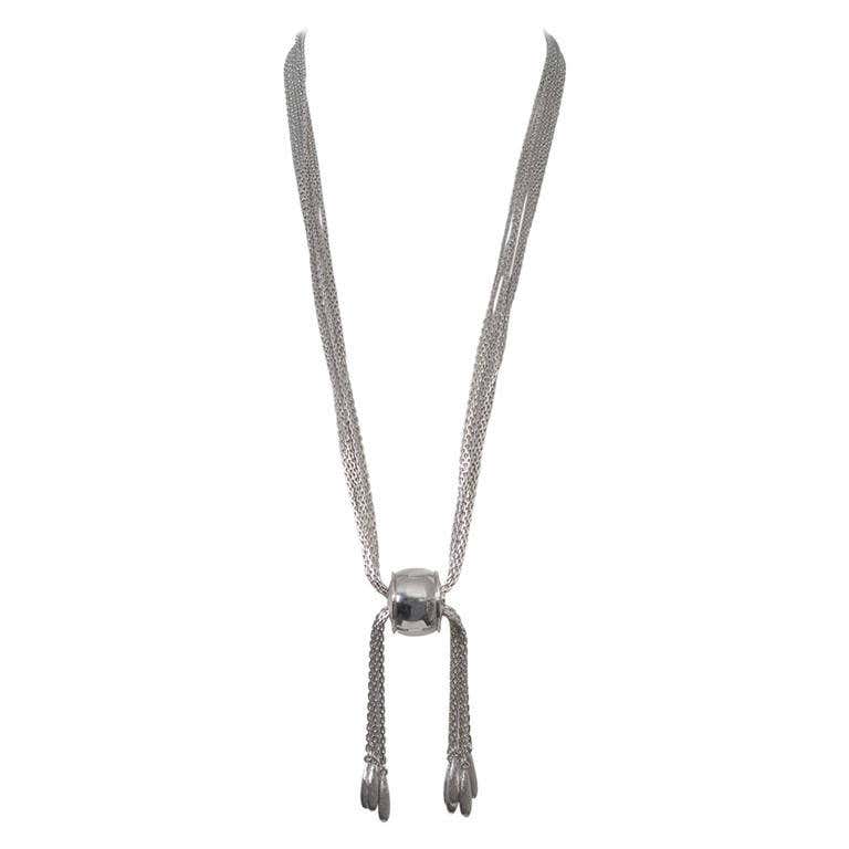 Monet Silver Chain Slide Necklace For Sale at 1stDibs | monet silver ...