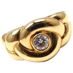 Van Cleef & Arpels VCA Diamond Braided Yellow Gold Ring