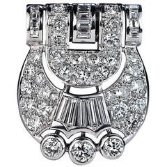 Art Deco Diamond Shield Shape Clip Brooch