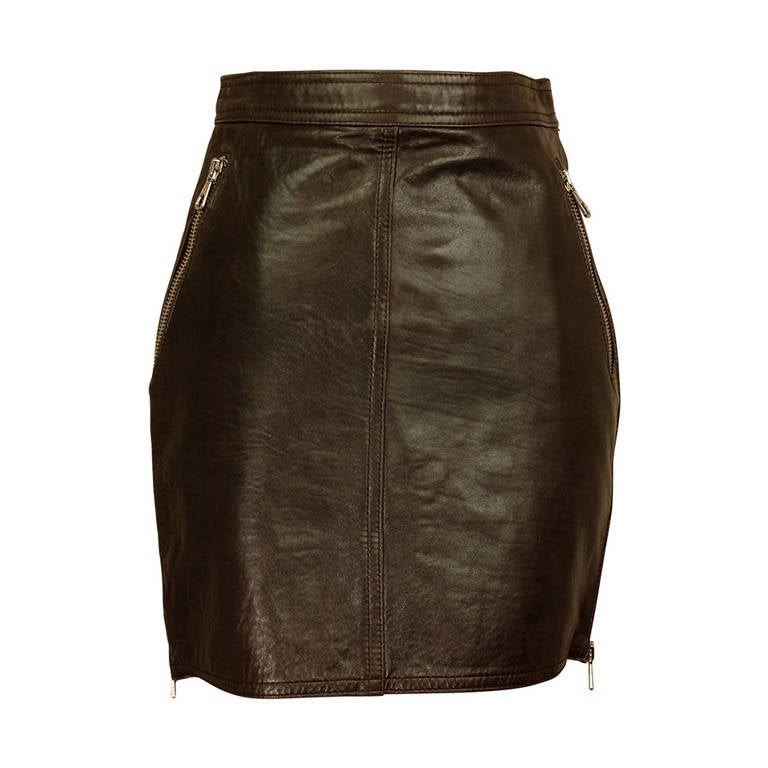 Katherine Hamnett Leather Fringe Skirt For Sale