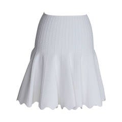 AZZEDINE ALAIA skirt white pique 38/4 Drop Dead Divine cut NWT