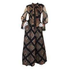 1960s Silk Chiffon Oscar de la Renta Maxi Dress