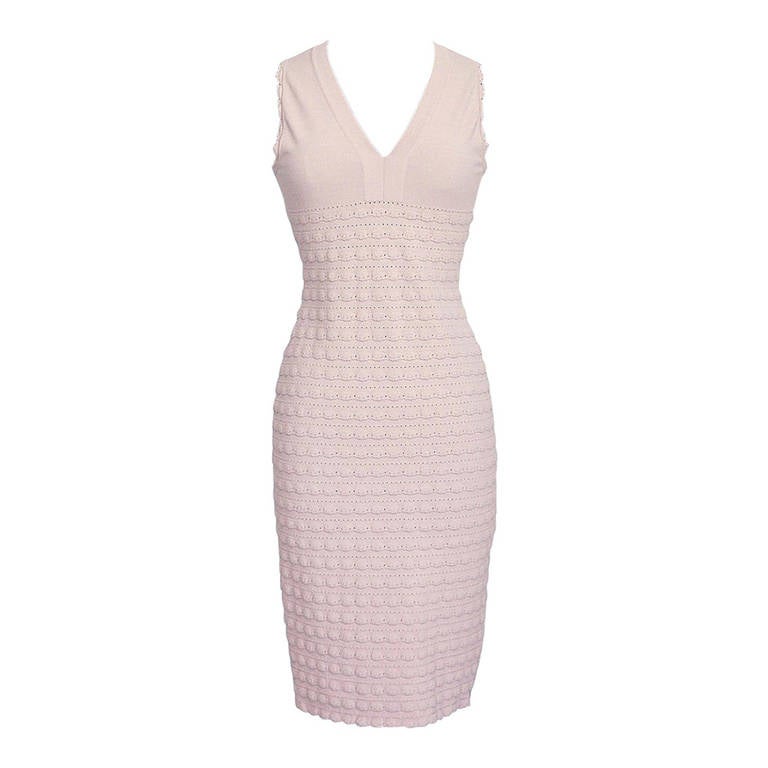 AZZEDINE ALAIA dress pale putty toned pink superb 38 4 NEW