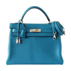 Hermes Kelly 32 Jewel Blue Izmir Palladium Togo