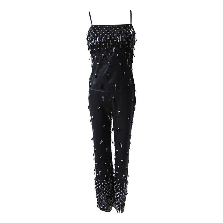 Beautiful Beaded Gianfranco Ferre Three Piece Cocktail Pantsuit with Bag