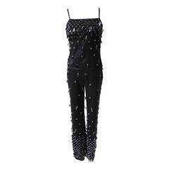 Beautiful Beaded Gianfranco Ferre Three Piece Cocktail Pantsuit with Bag