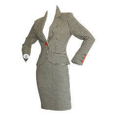 1990s Moschino " Couture " Sexy Houndstooth Skirt Suit