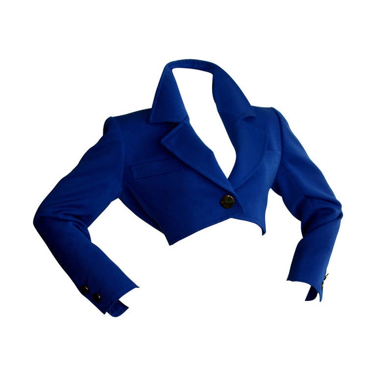 Yves Saint Laurent YSL Rive Gauche Royal Blue Cropped Blazer Bolero
