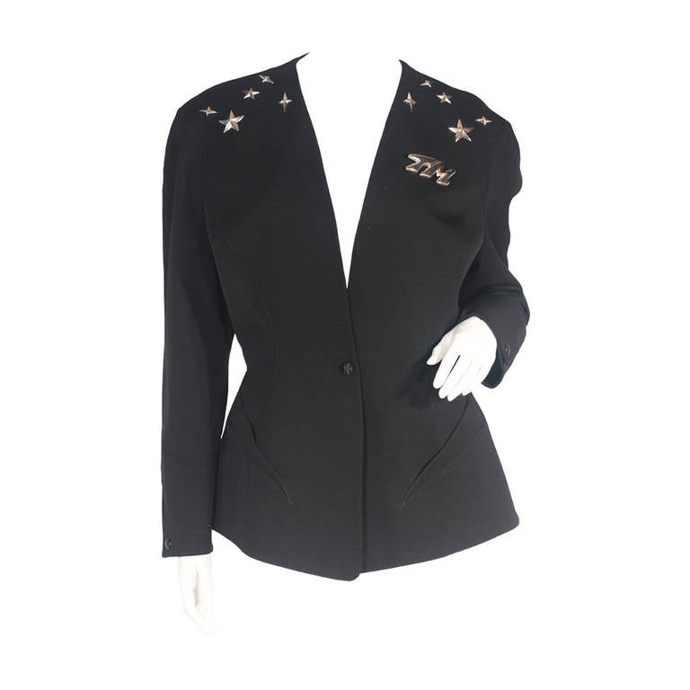 Thierry Mugler Jacket with Star Detail and Pin For Sale