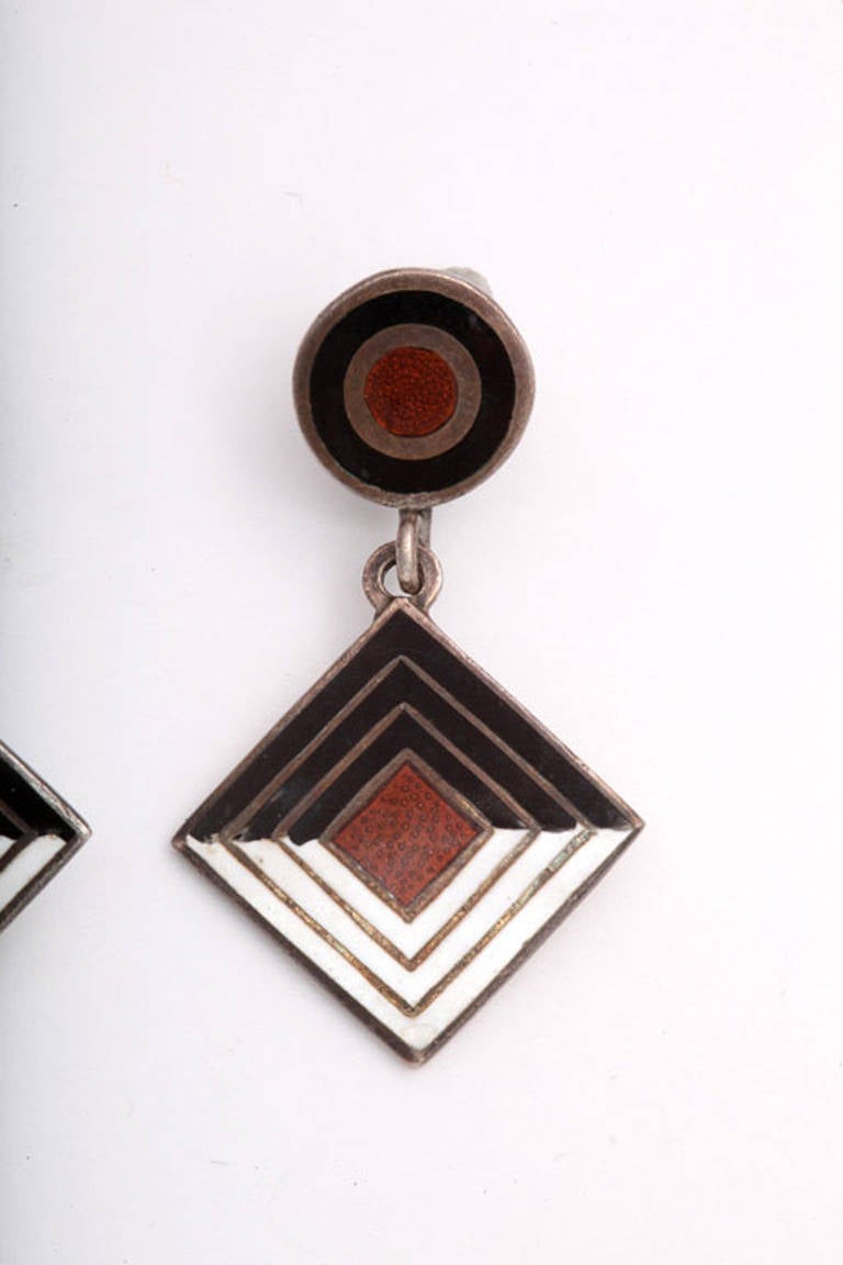 Margot De Taxco Enamel Earrings