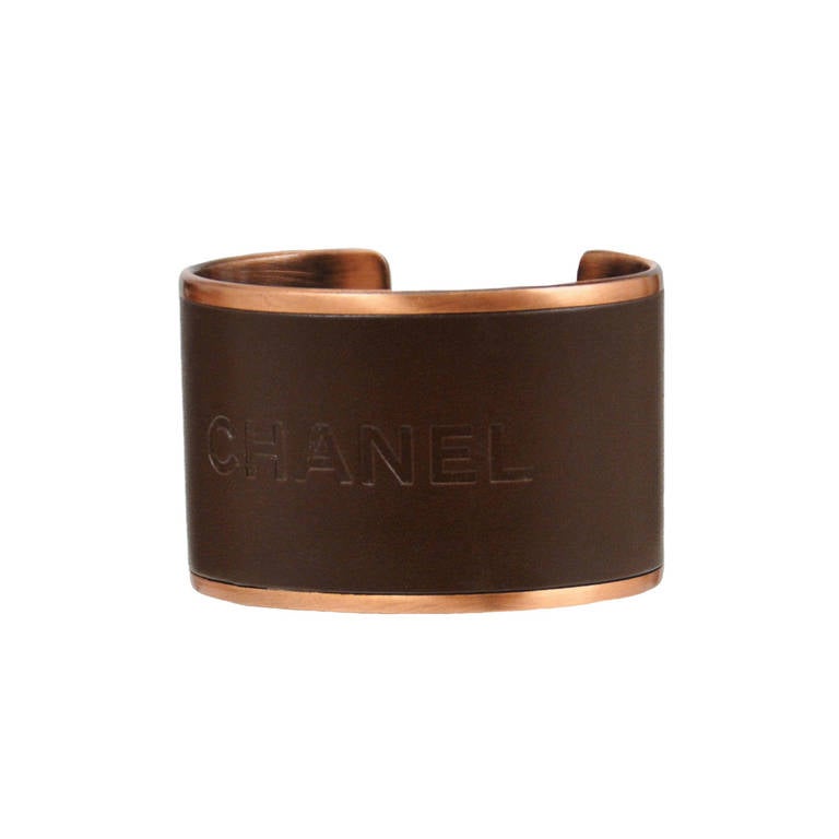 Chanel Copper and Leather Cuff For Sale