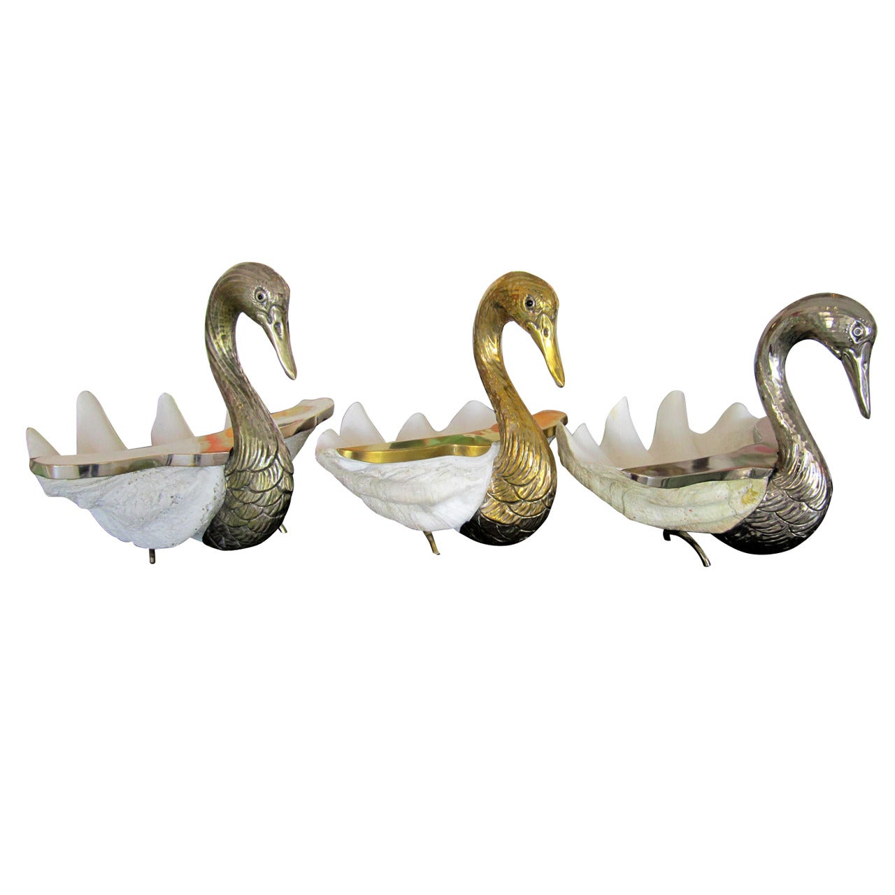 Italian Swans with Shell Bodies For Sale