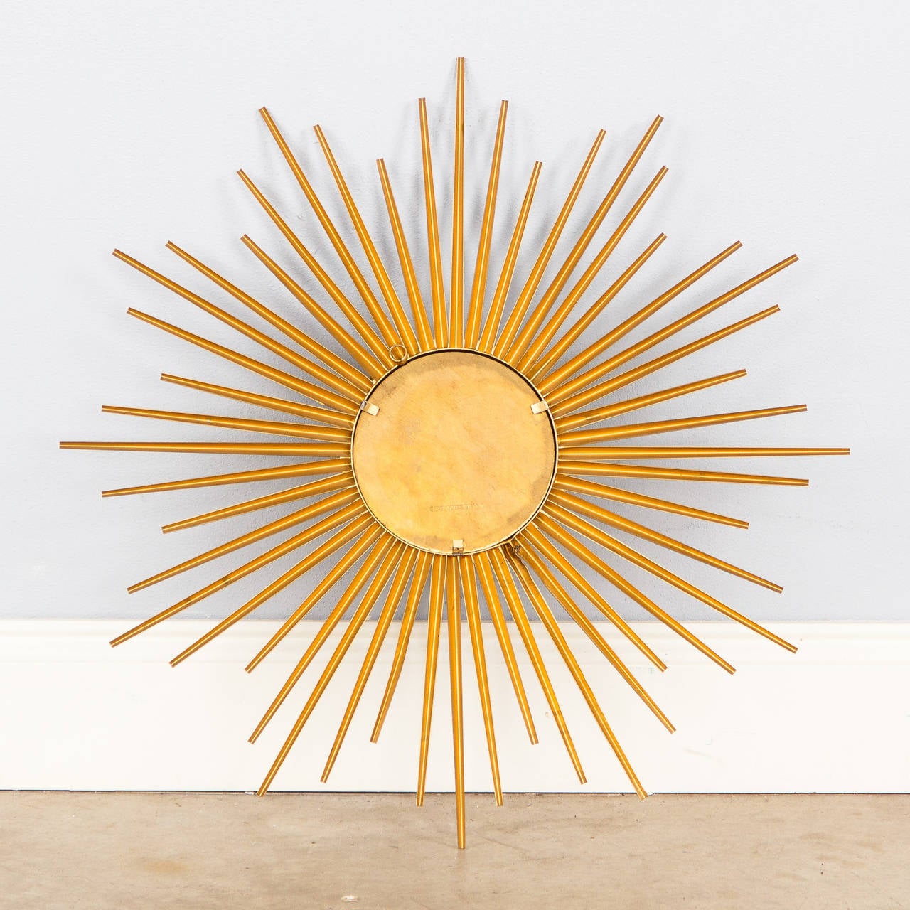 French Midcentury Gilded Metal Sunburst Mirror by Chaty Vallauris 3