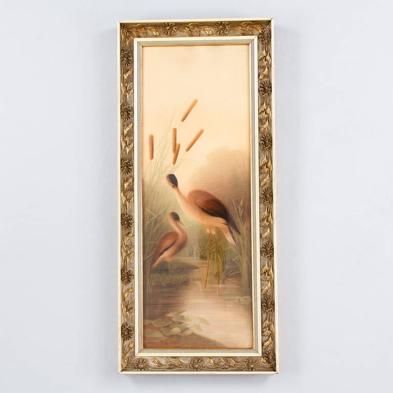 Pair of French 1920s Frames with Herons and Flamingos