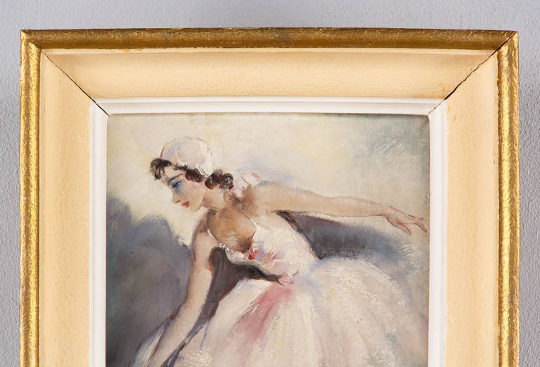 Cesar Vilot - Peinture d'une ballerine, milieu du 20e siècle Bon état à Austin, TX