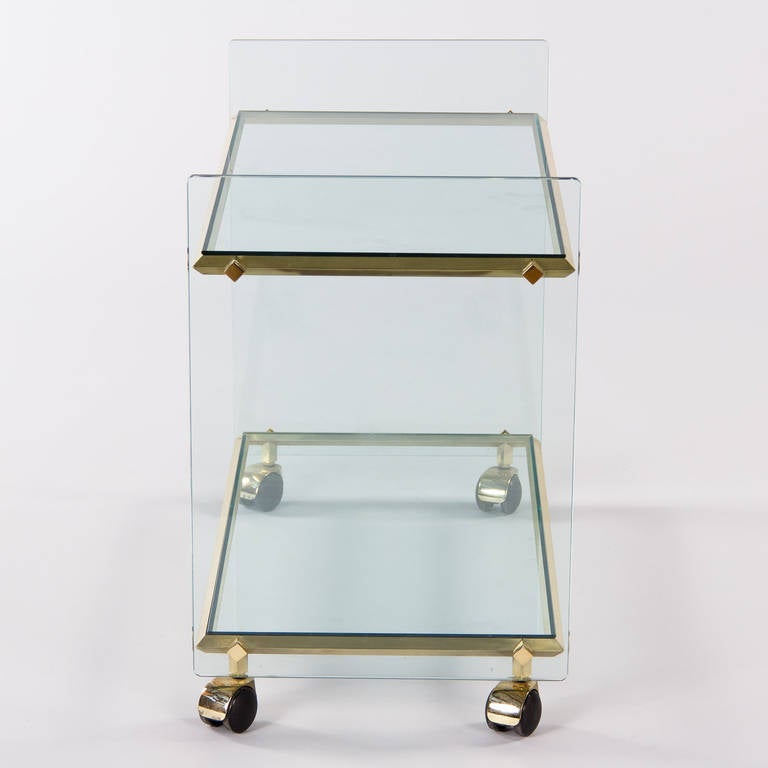 Mid-20th Century Vintage Italian Brass and Glass Bar Cart, 1950s