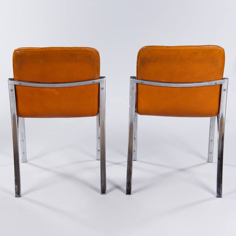 Set of Six Vintage Chrome and Leather Chairs from Spain, 1970s 3