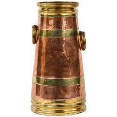 French Copper and Brass Umbrella Holder, Early 1900s