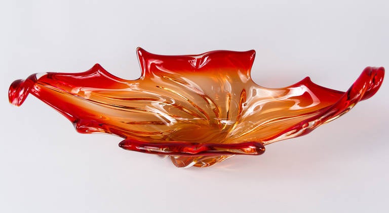 Mid-Century Modern 1940s French Amber Glass Centerpiece Vase