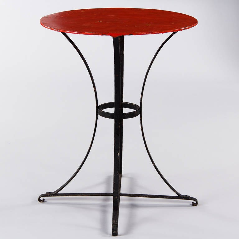 Red and Black French Iron Gueridon Table, 1920s In Good Condition In Austin, TX