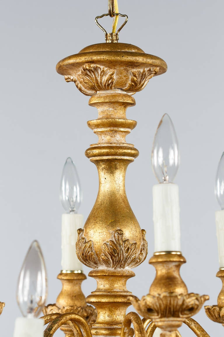 Brass Vintage Italian Rococo Style Chandelier, Mid-20th Century