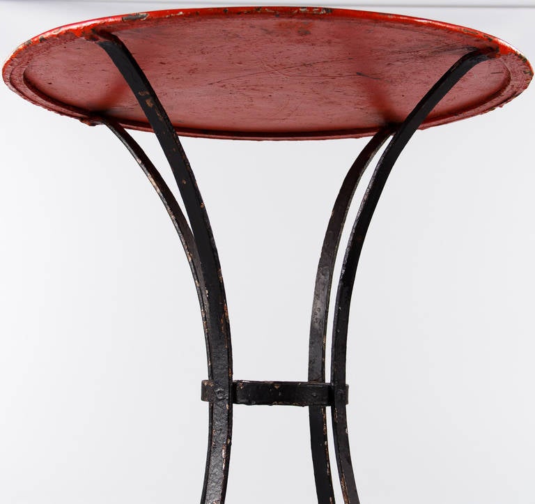 20th Century Red and Black French Iron Gueridon Table, 1920s