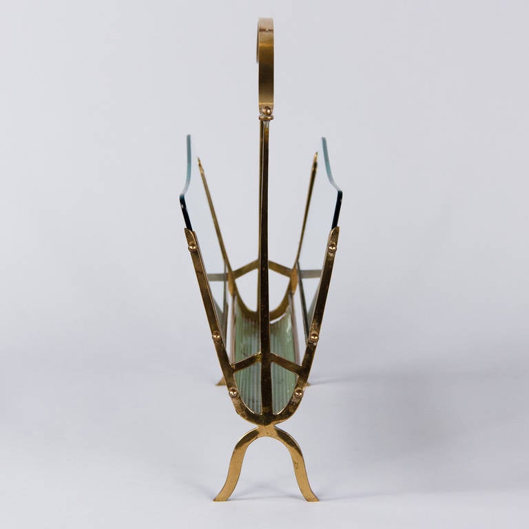Vintage Brass Magazine Holder from Italy, 1960s 1