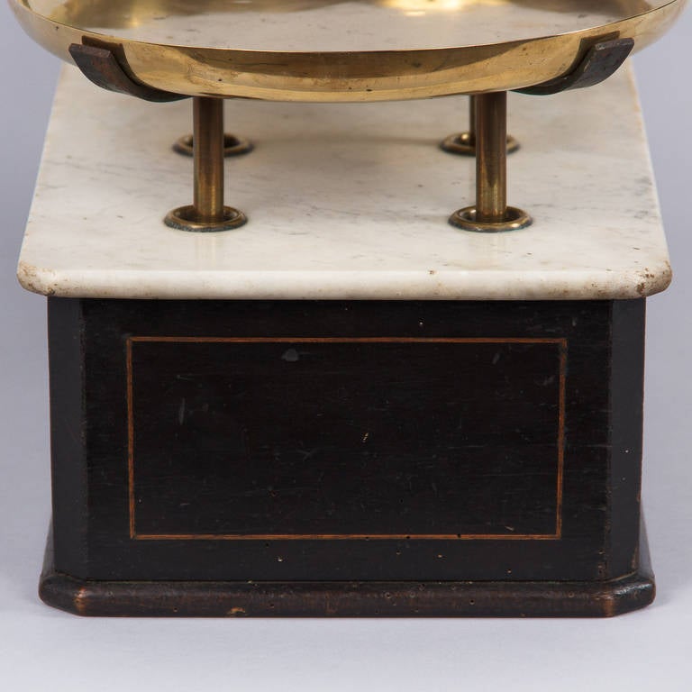 Brass French Napoleon III Marble-Top Bakery Scale, 1870s