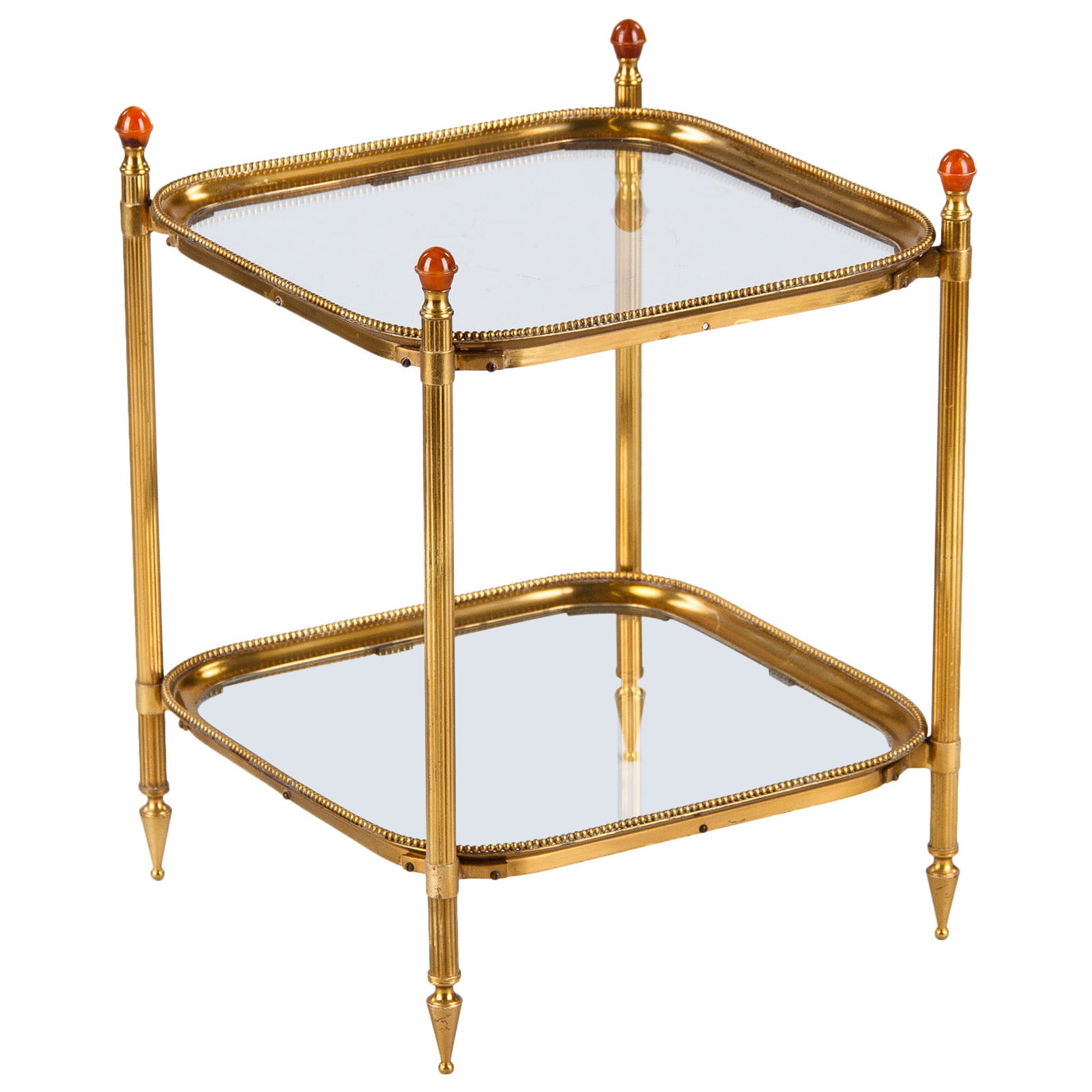Mid-Century Brass Two-Tier Side Table from Spain