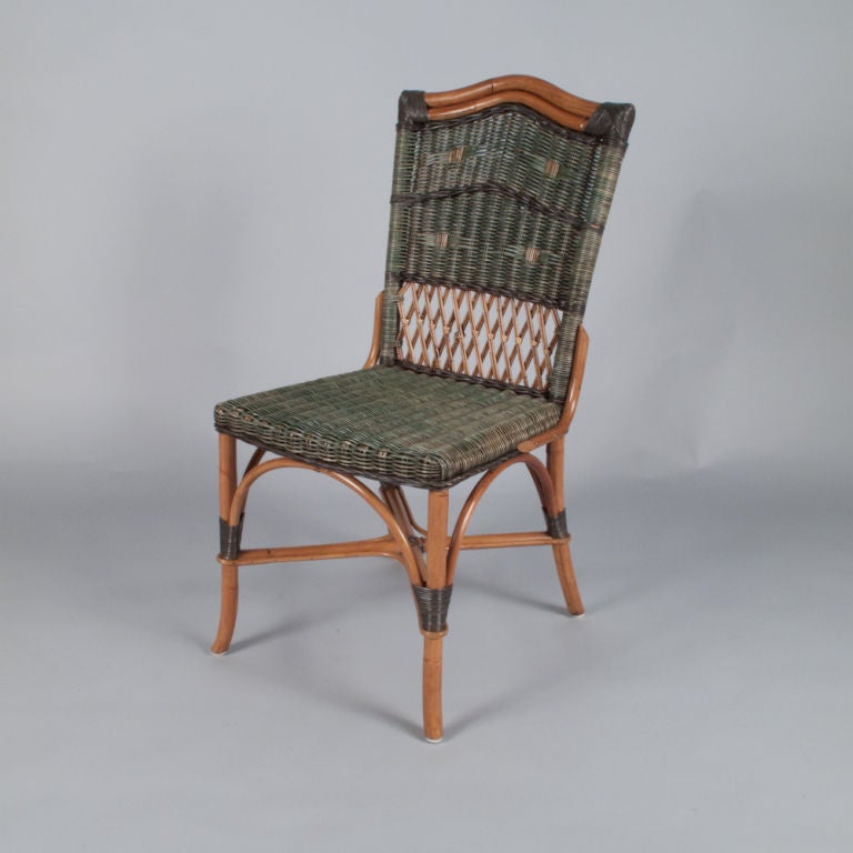 Late 20th Century Set of Six French Rattan Chairs by Grange