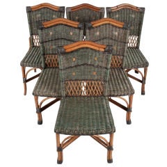 Set of Six French Rattan Chairs by Grange