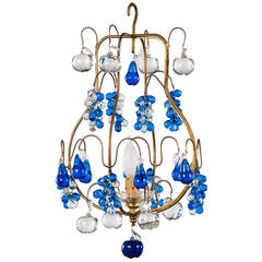 Vintage Murano Chandelier with Cobalt Blue Glass Pendants, 1950s 9