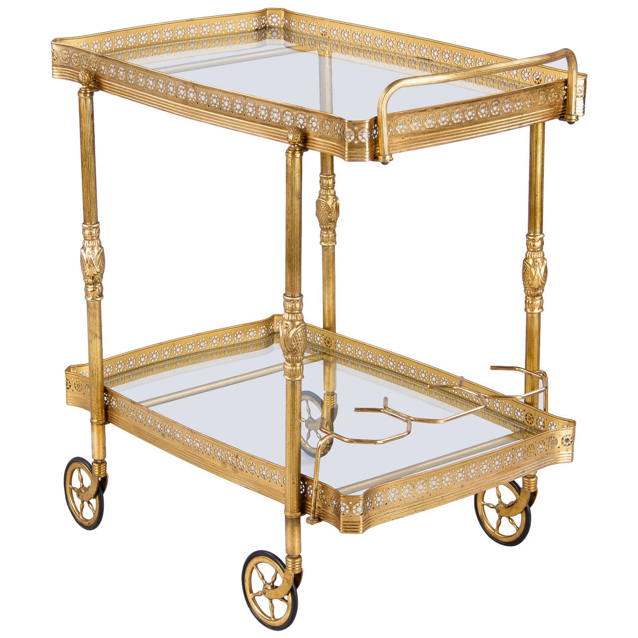 Midcentury French Brass Bar Cart at 1stDibs