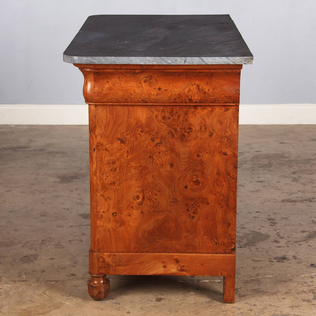Ash French Restauration Chest of Drawers with Marble Top, Early 1800s