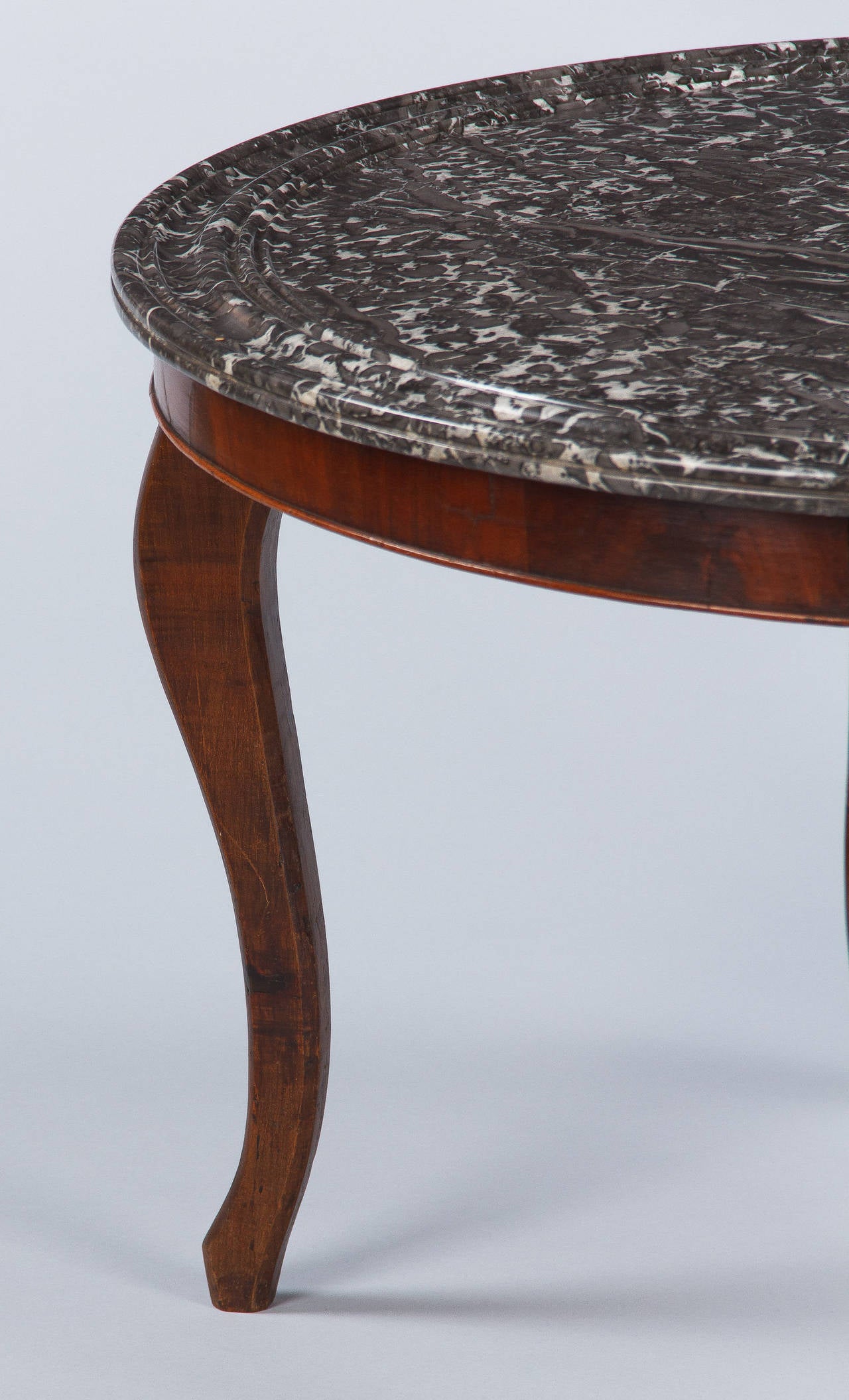 Veneer Louis Philippe Style Rosewood and Marble-Top Coffee Table, France, Early 1900s For Sale