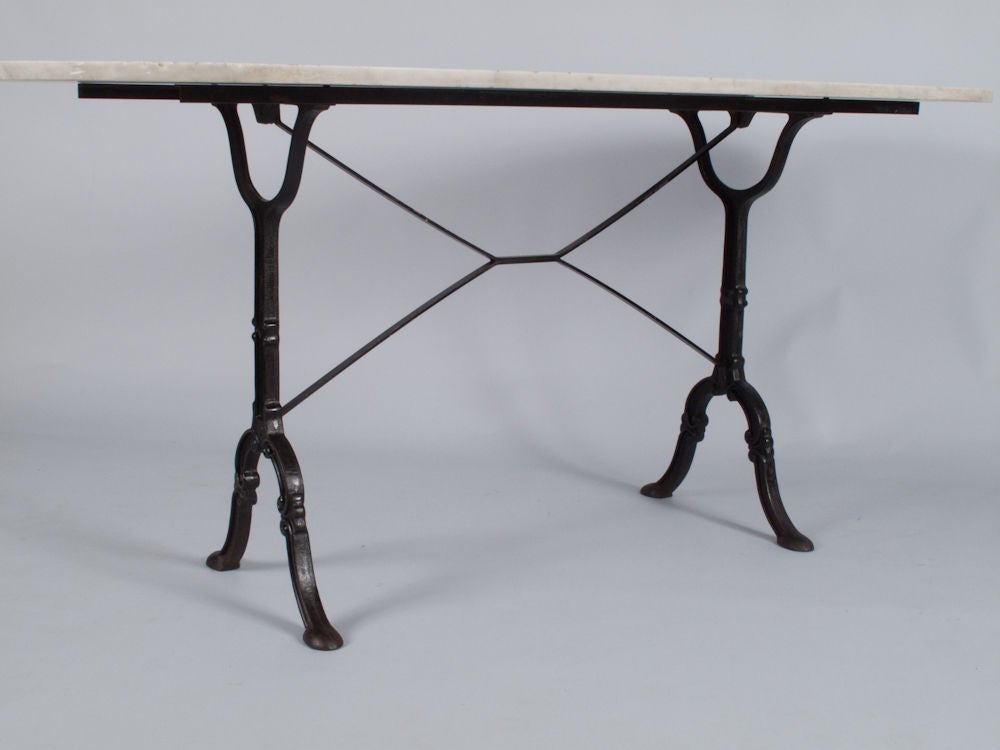 20th Century French Oval Bistro Table with Marble Top