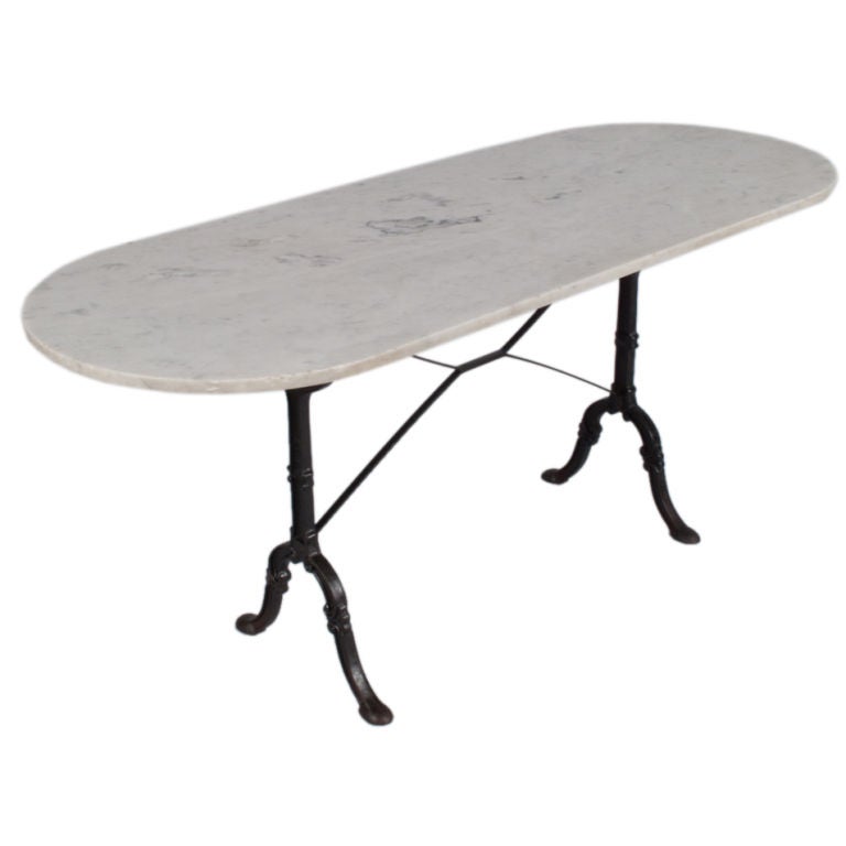 French Oval Bistro Table with Marble Top