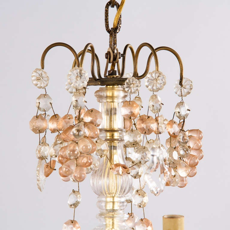 1930s French Crystal Chandelier with Glass Grapes In Good Condition In Austin, TX