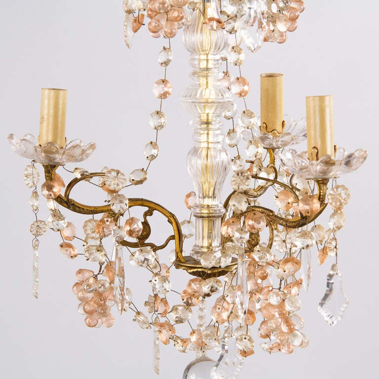 Mid-20th Century 1930s French Crystal Chandelier with Glass Grapes