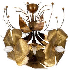 French Art Deco Brass Chandelier