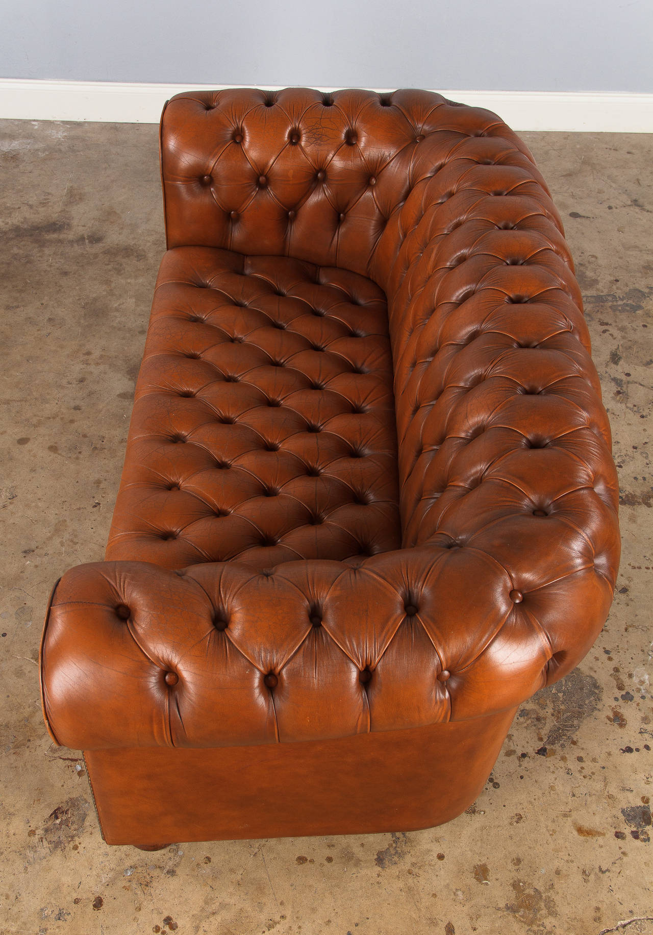 Leather Chesterfield Loveseat Sofa, circa 1940s 4