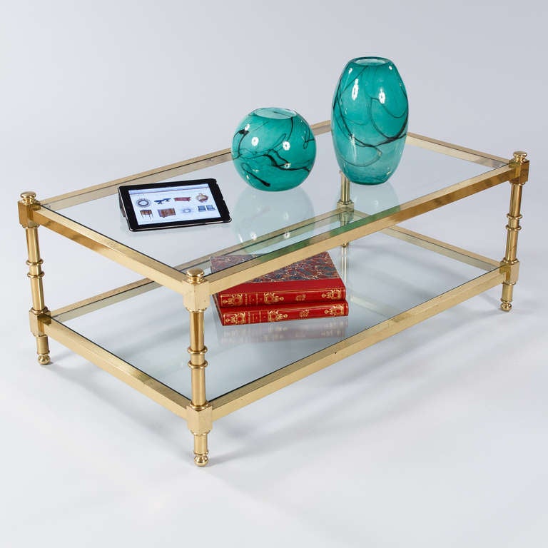 Mid-Century Modern French Vintage Brass Coffee Table