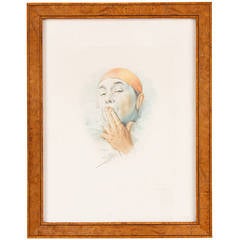 Pencil Engraving of a Clown by Armand Henrion, 1930s 6