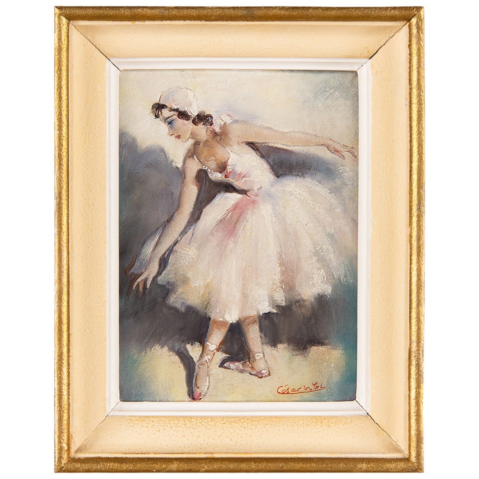 Cesar Vilot - Peinture d'une ballerine, milieu du 20e siècle